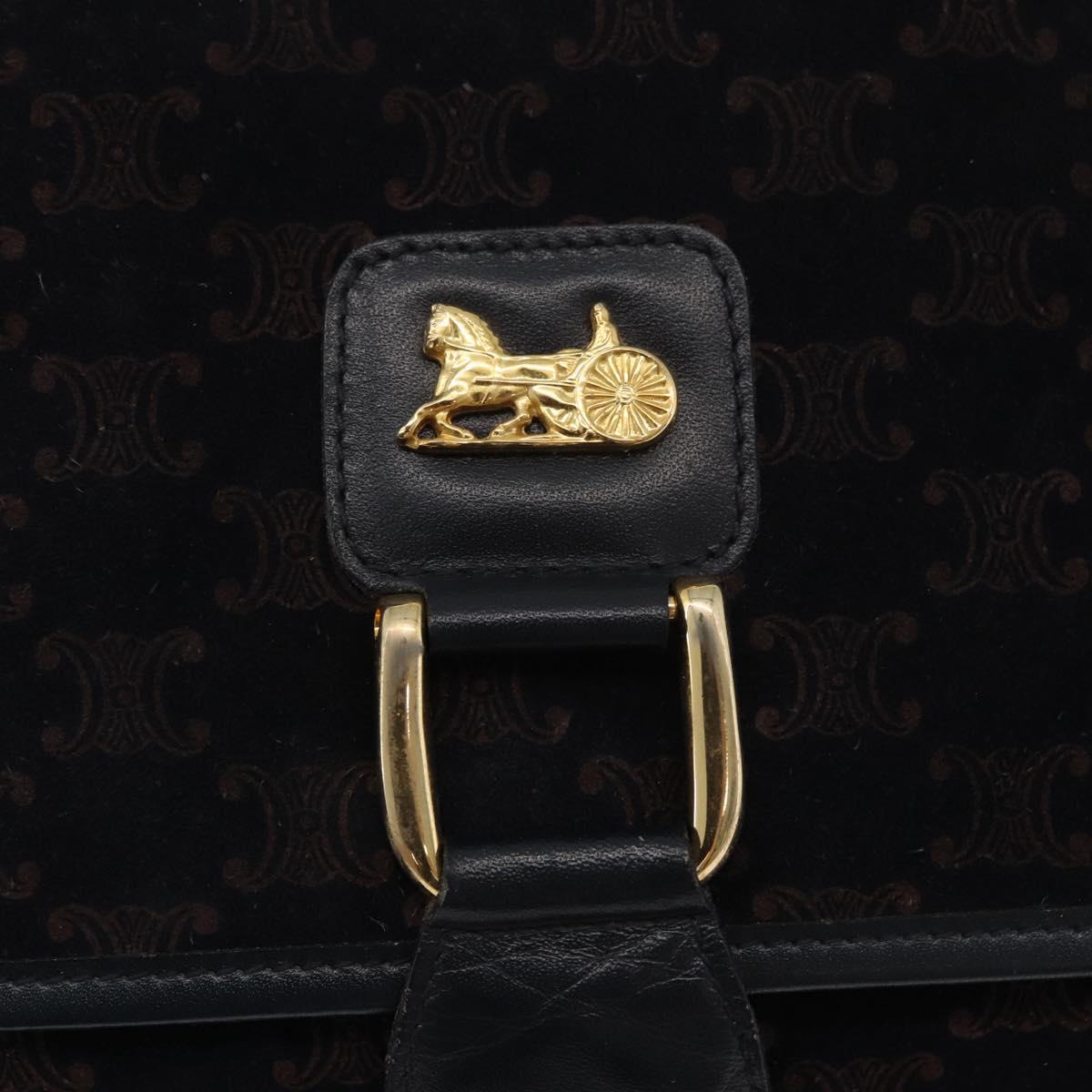 CELINE Macadam Canvas Shoulder Bag Black Auth 85006