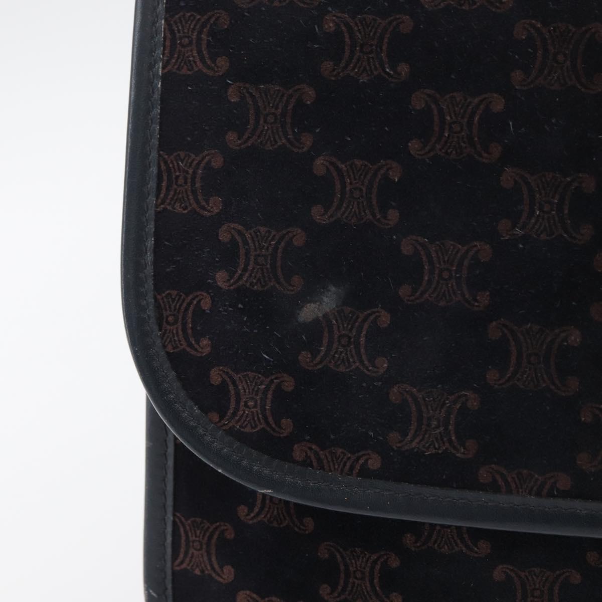 CELINE Macadam Canvas Shoulder Bag Black Auth 85006