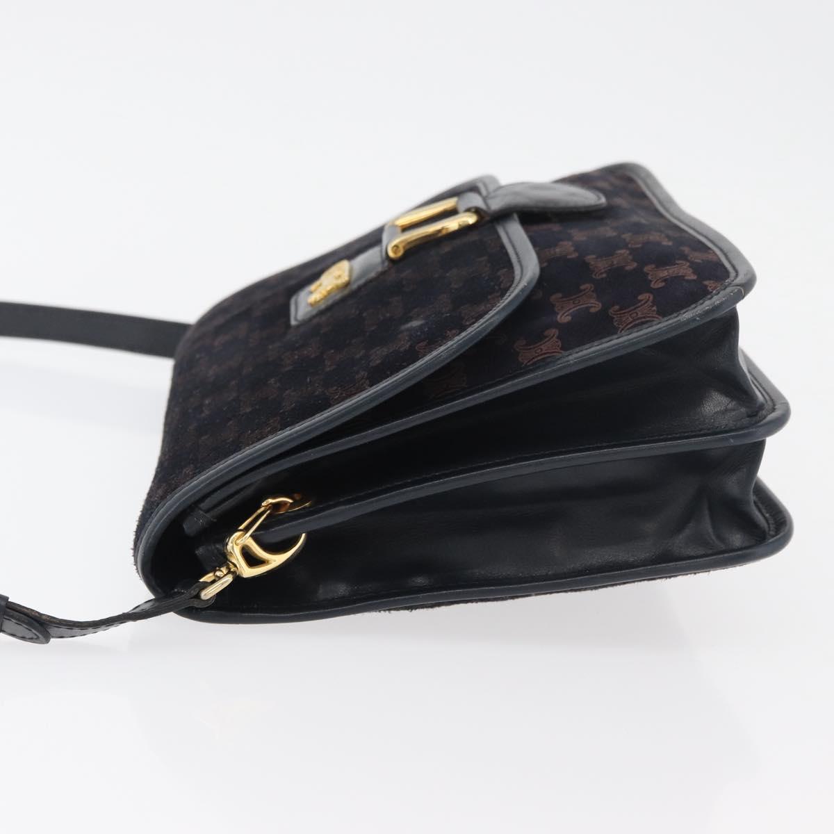 CELINE Macadam Canvas Shoulder Bag Black Auth 85006