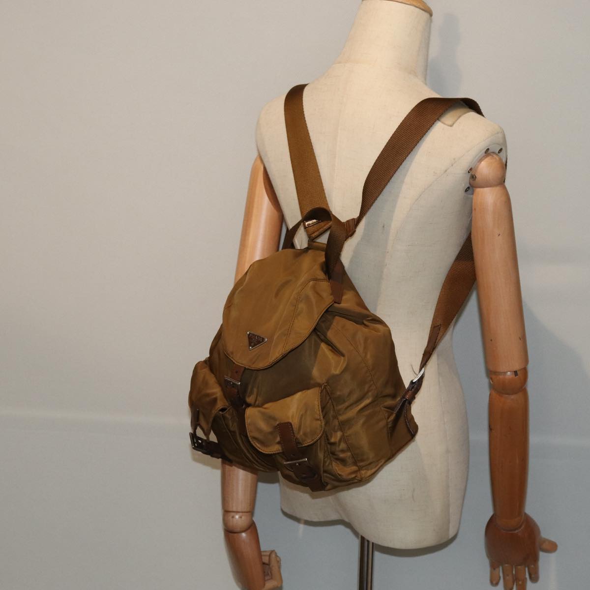 PRADA Backpack Nylon Brown Auth 85057