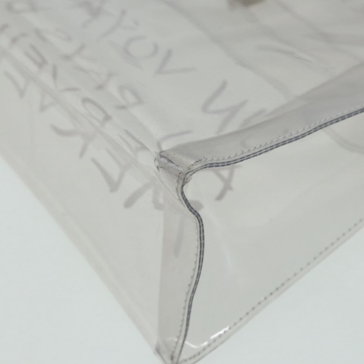 HERMES Vinyl Kelly Hand Bag Vinyl Clear Auth 85058