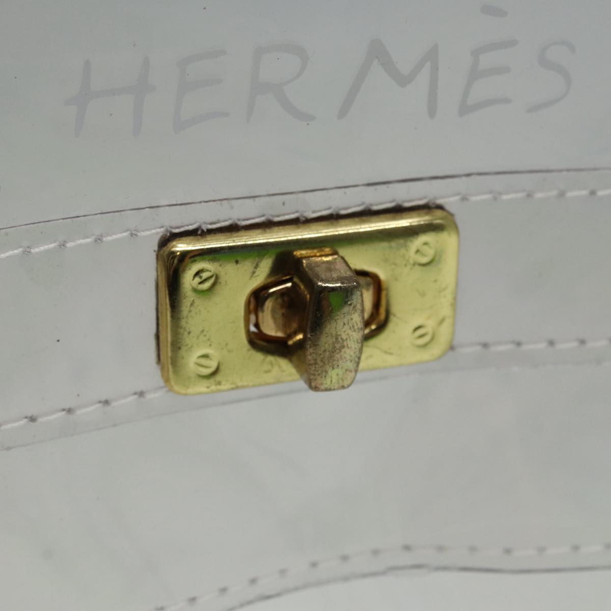 HERMES Vinyl Kelly Hand Bag Vinyl Clear Auth 85058