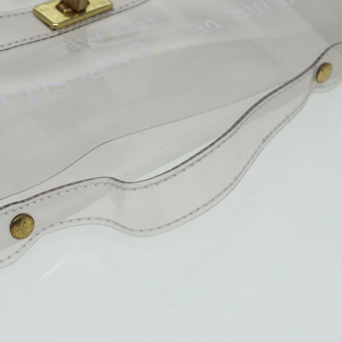 HERMES Vinyl Kelly Hand Bag Vinyl Clear Auth 85058