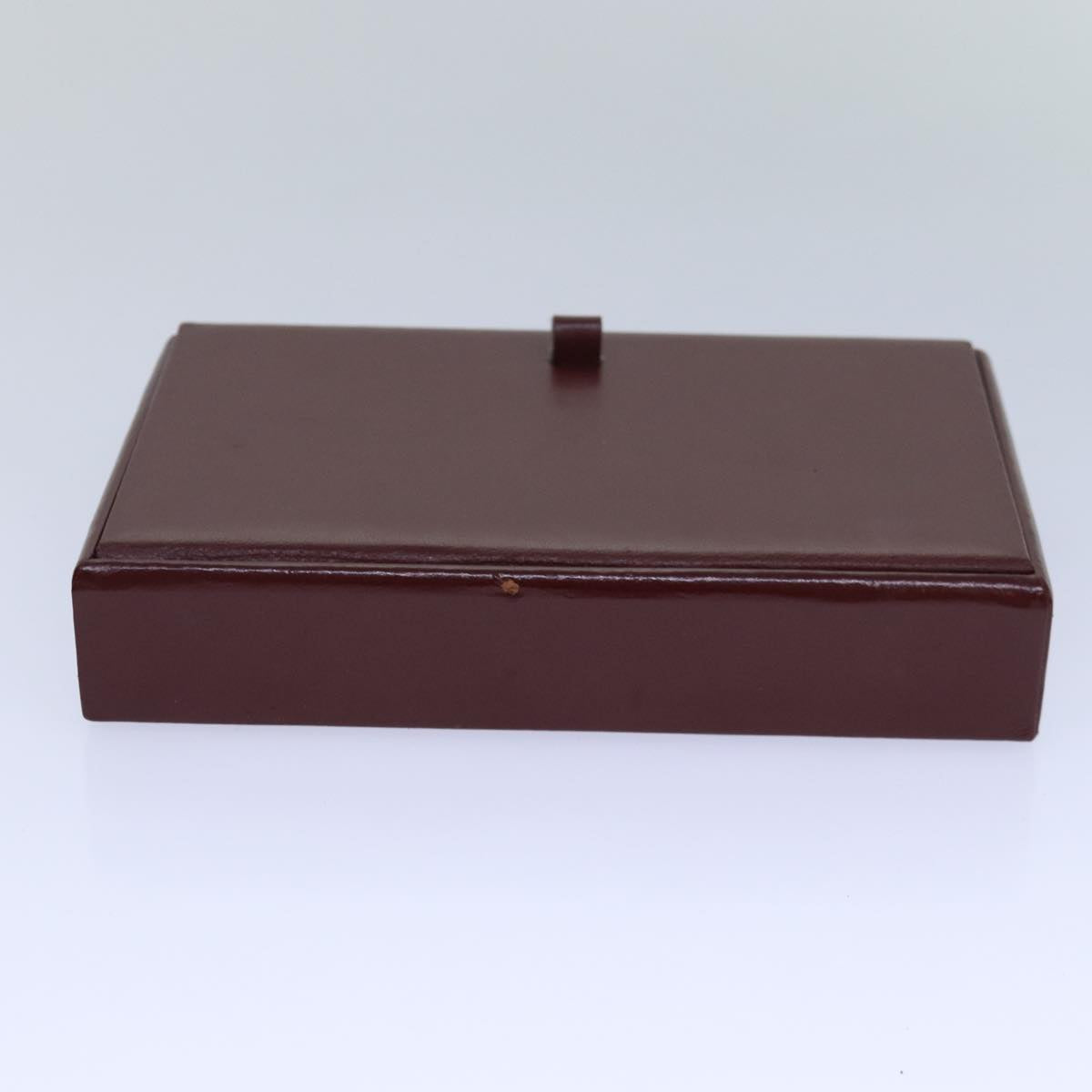 CARTIER Must Line Cosmetic Box Cosmetic Pouch Leather Bordeaux Auth 85060