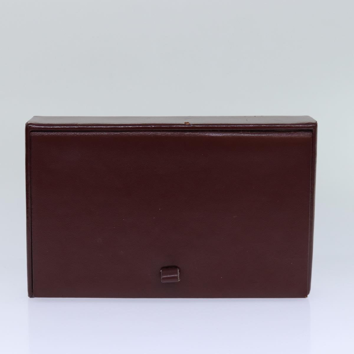 CARTIER Must Line Cosmetic Box Cosmetic Pouch Leather Bordeaux Auth 85060