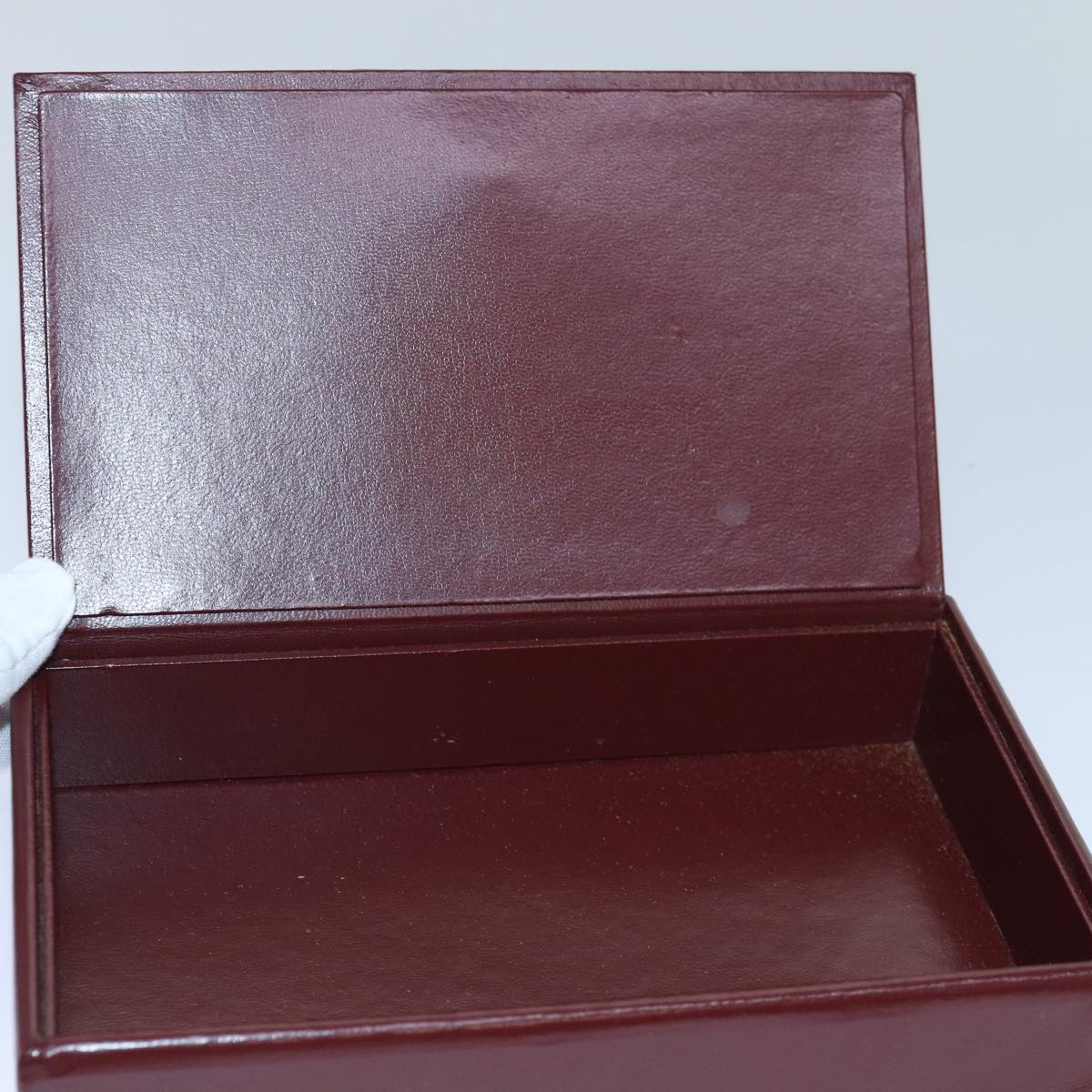 CARTIER Must Line Cosmetic Box Cosmetic Pouch Leather Bordeaux Auth 85060