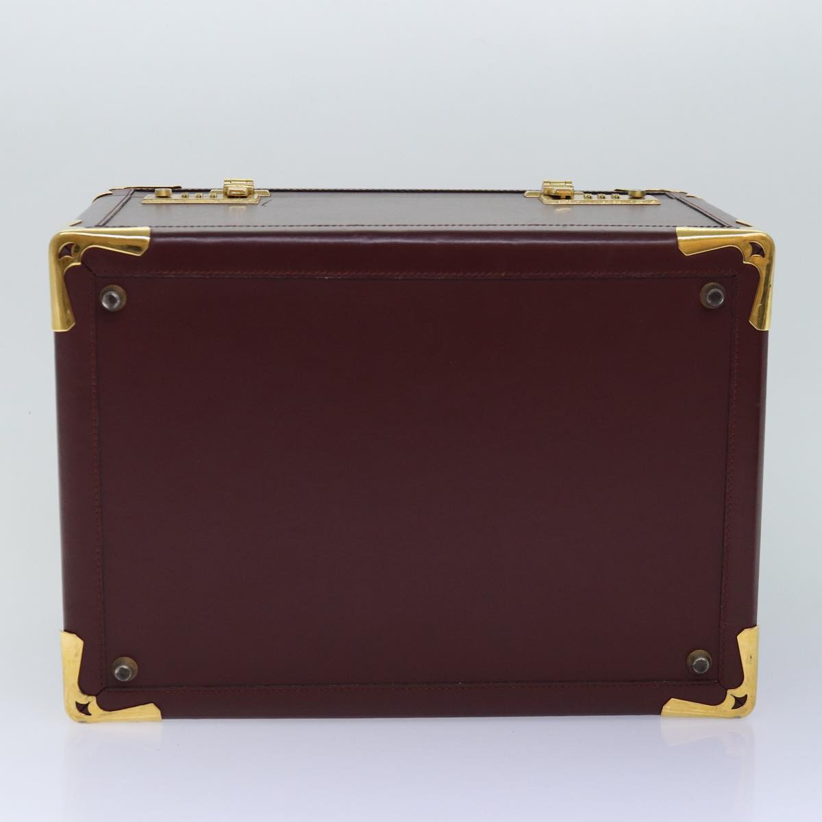 CARTIER Must Line Cosmetic Box Cosmetic Pouch Leather Bordeaux Auth 85060