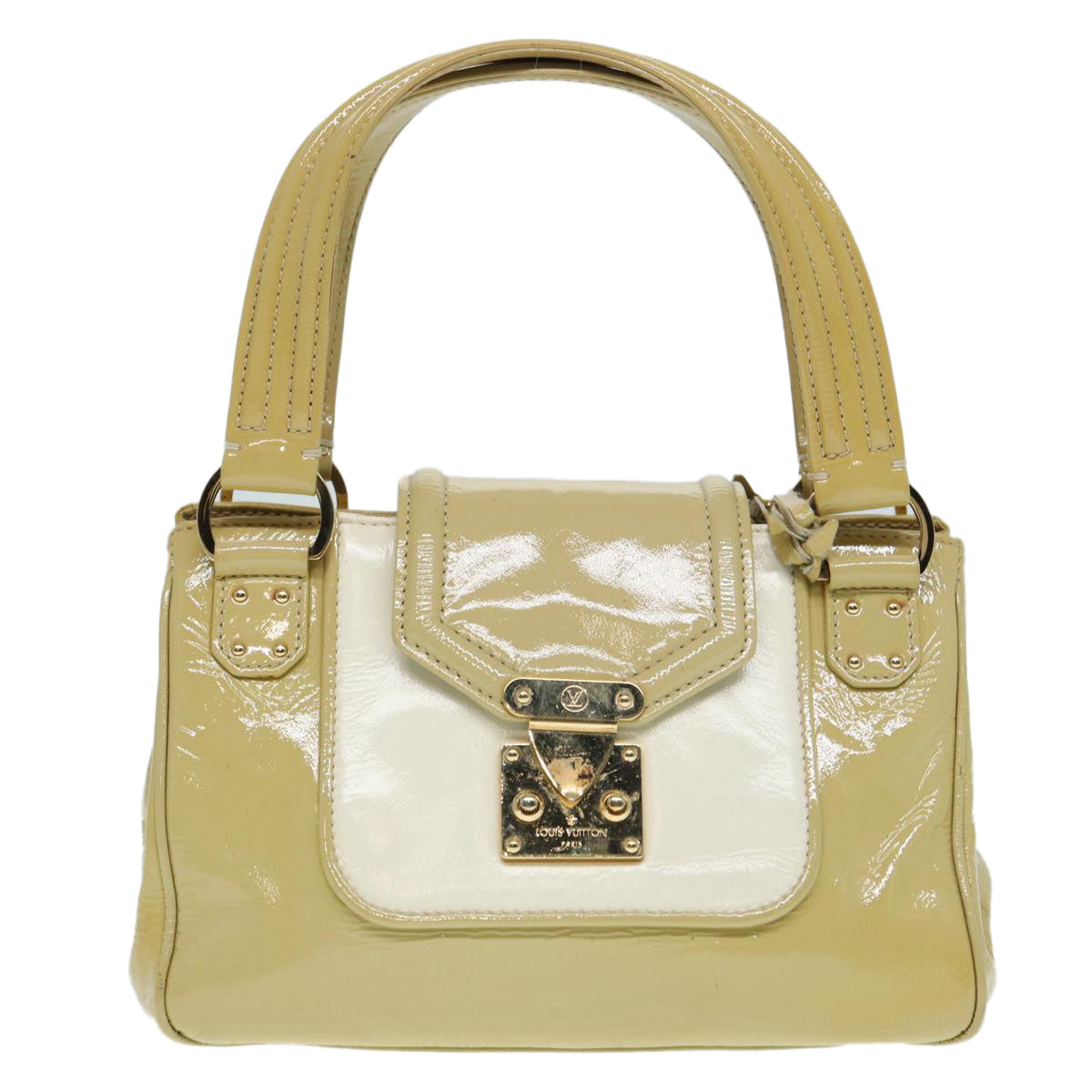 LOUIS VUITTON Vernis Cruise line Sac Picolour Hand Bag Beige M92547 Auth 85073