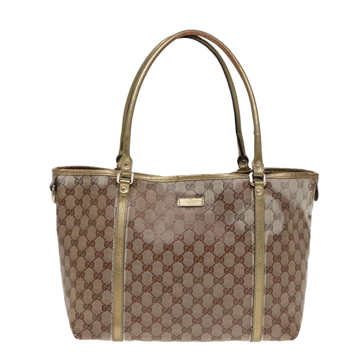 GUCCI GG Crystal Tote Bag Gold Beige 197953 Auth 85182