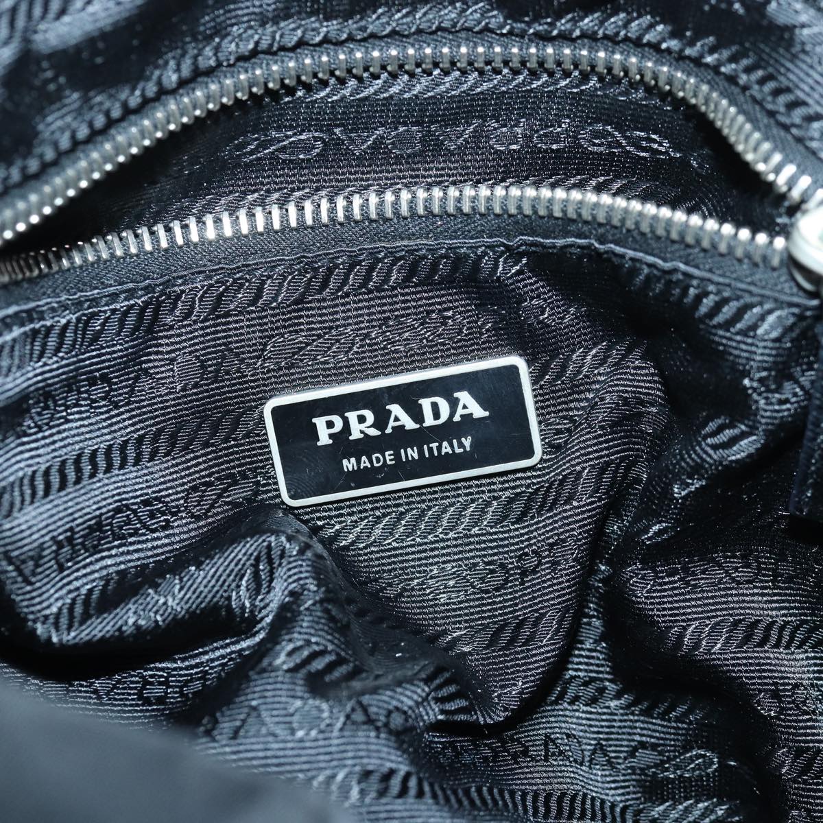PRADA Backpack Nylon Black Silver Auth 85289V