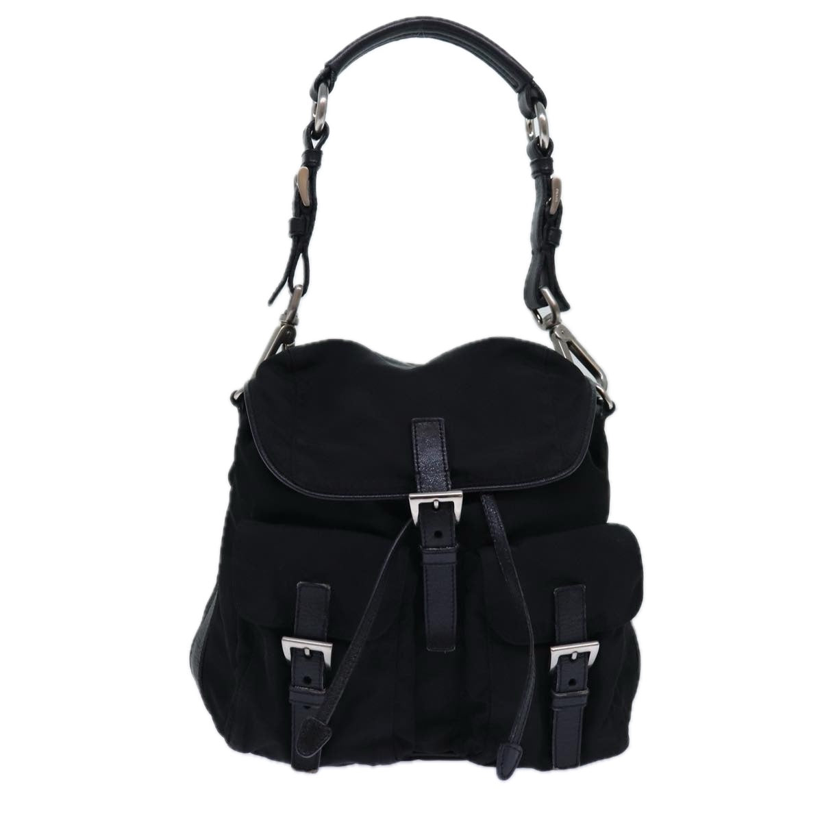 PRADA Backpack Nylon Black Silver Auth 85289V