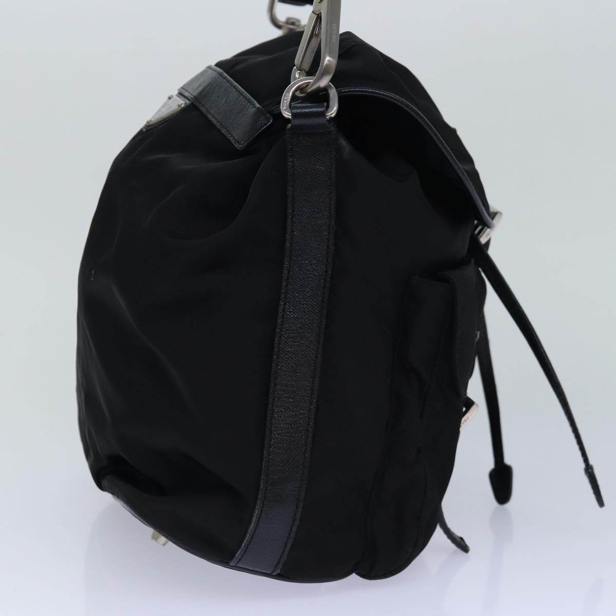 PRADA Backpack Nylon Black Silver Auth 85289V