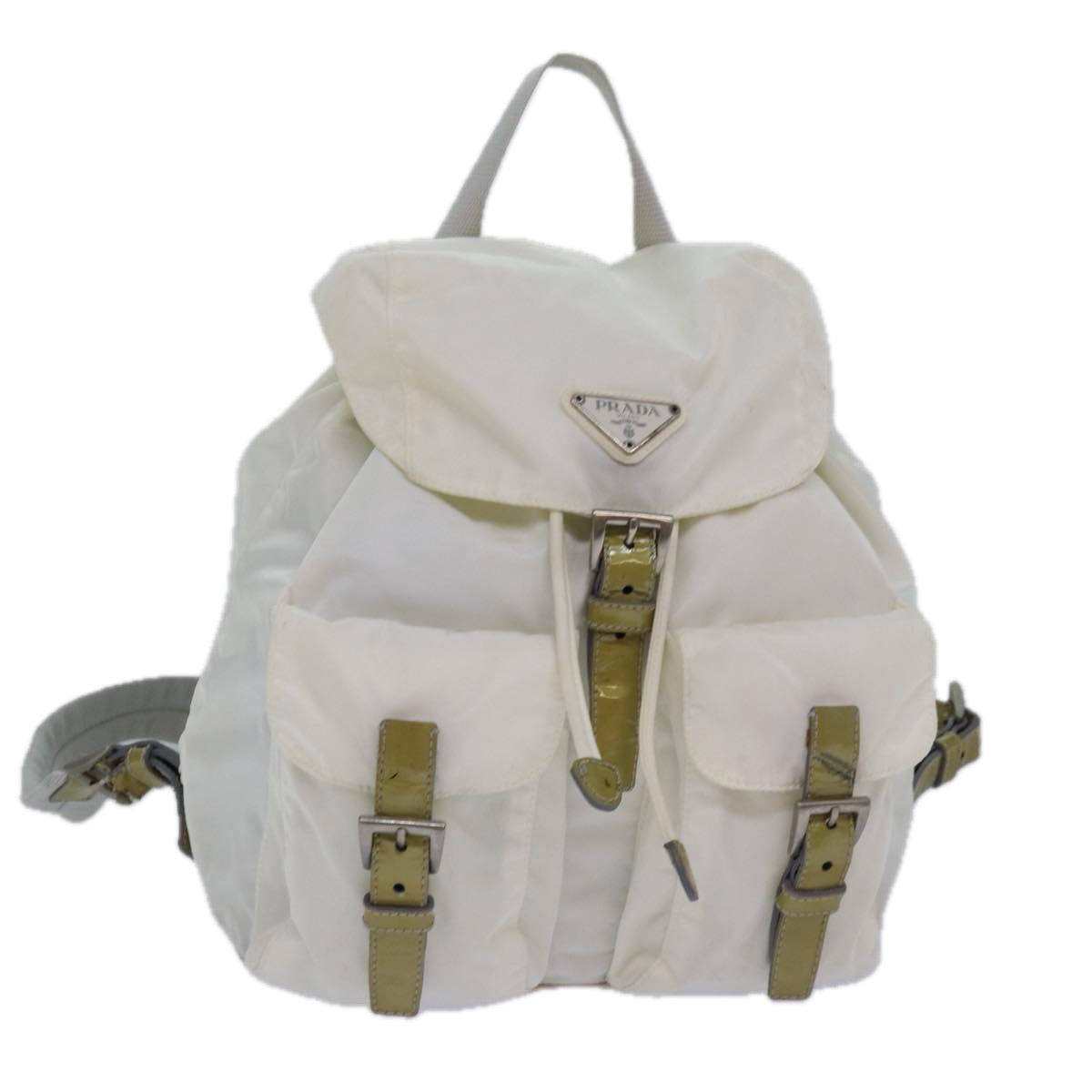 PRADA Backpack Nylon White Silver Auth 85291