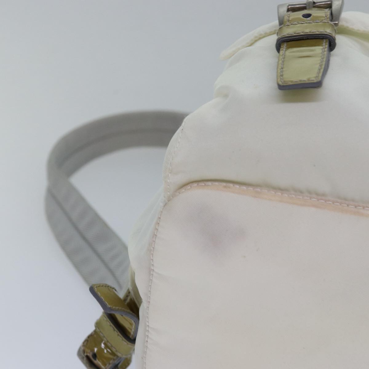 PRADA Backpack Nylon White Silver Auth 85291