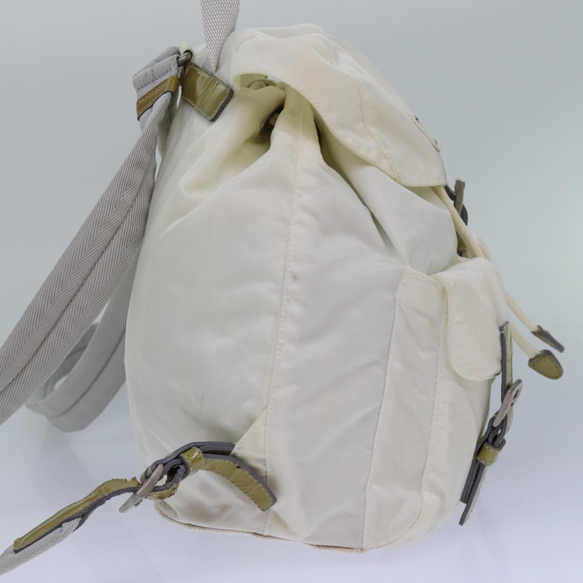 PRADA Backpack Nylon White Silver Auth 85291