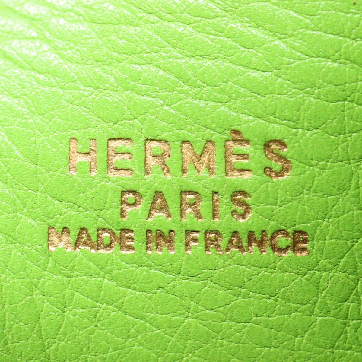 HERMES Doremi 33 Hand Bag Leather Green Gold Auth 85370