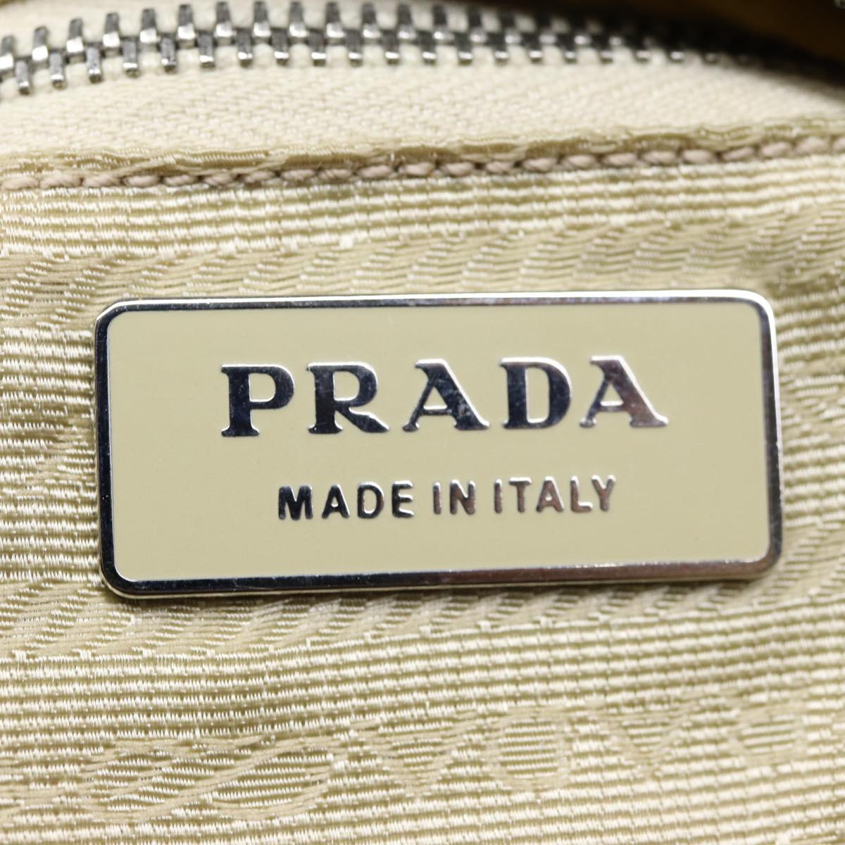 PRADA Shoulder Bag Nylon White Silver Auth 85399