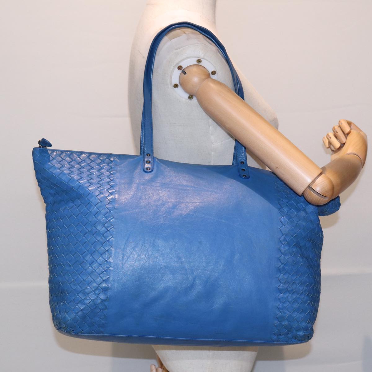 BOTTEGA VENETA INTRECCIATO Tote Bag Leather Blue Auth 85400