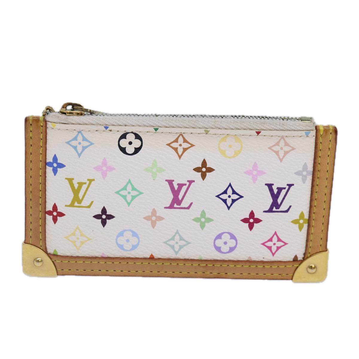 LOUIS VUITTON Monogram Multicolor Pochette Cles Purse White M92655 Auth 85417