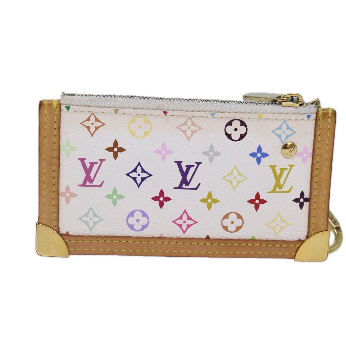 LOUIS VUITTON Monogram Multicolor Pochette Cles Purse White M92655 Auth 85417