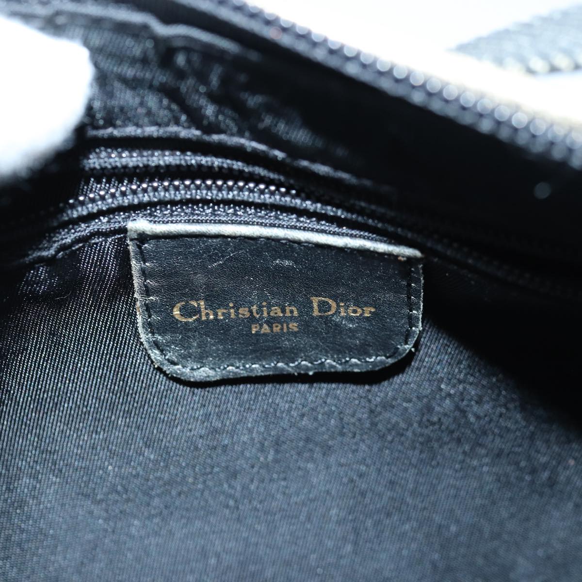 Christian Dior Hand Bag Canvas Blue Gold Auth 85438AM