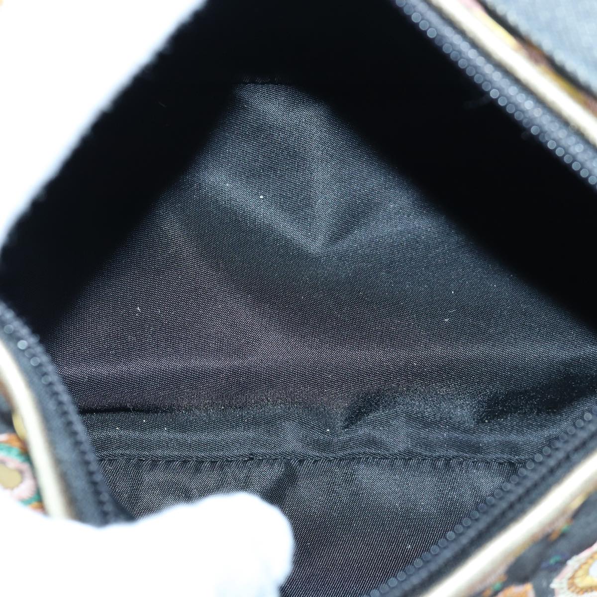 Christian Dior Hand Bag Canvas Blue Gold Auth 85438AM