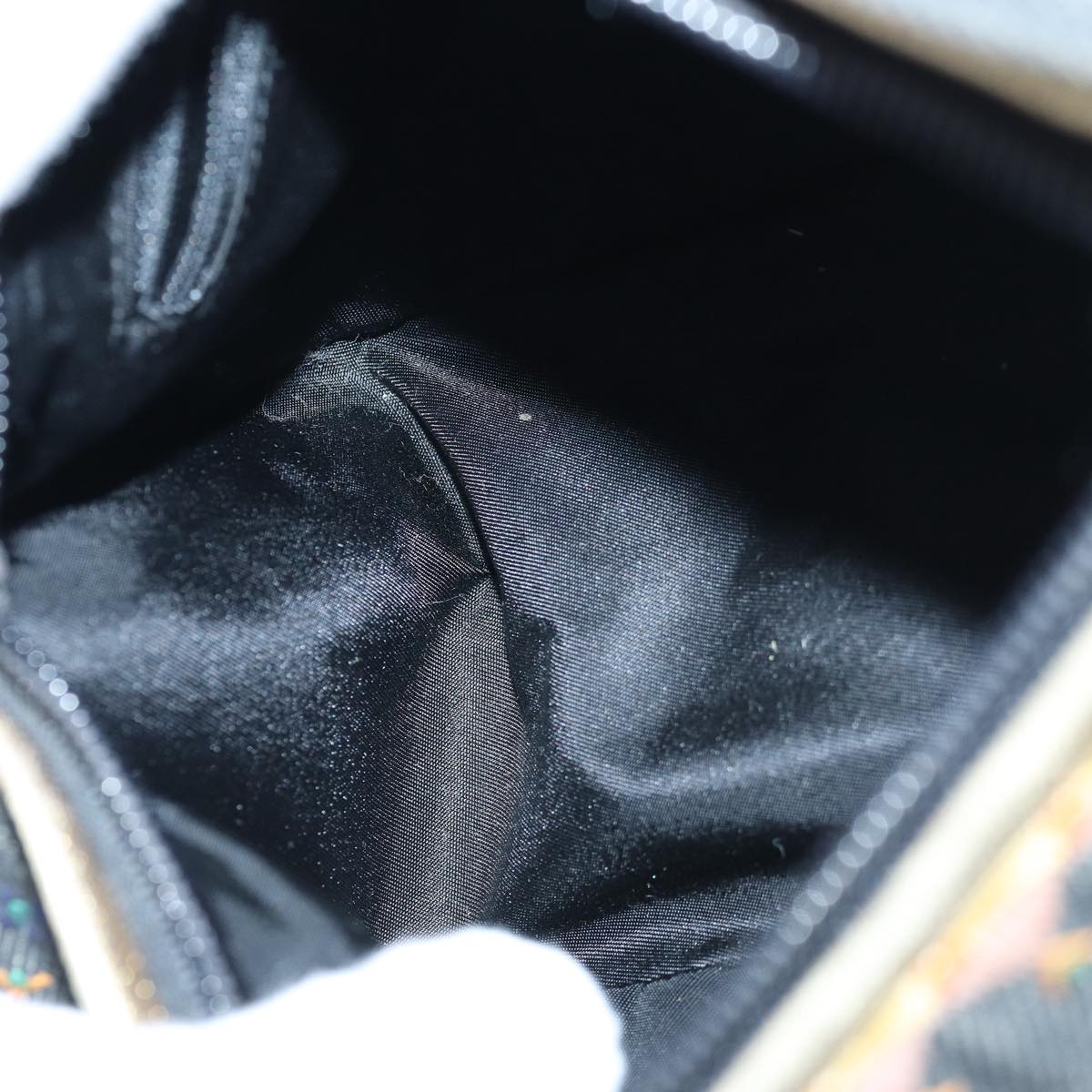 Christian Dior Hand Bag Canvas Blue Gold Auth 85438AM