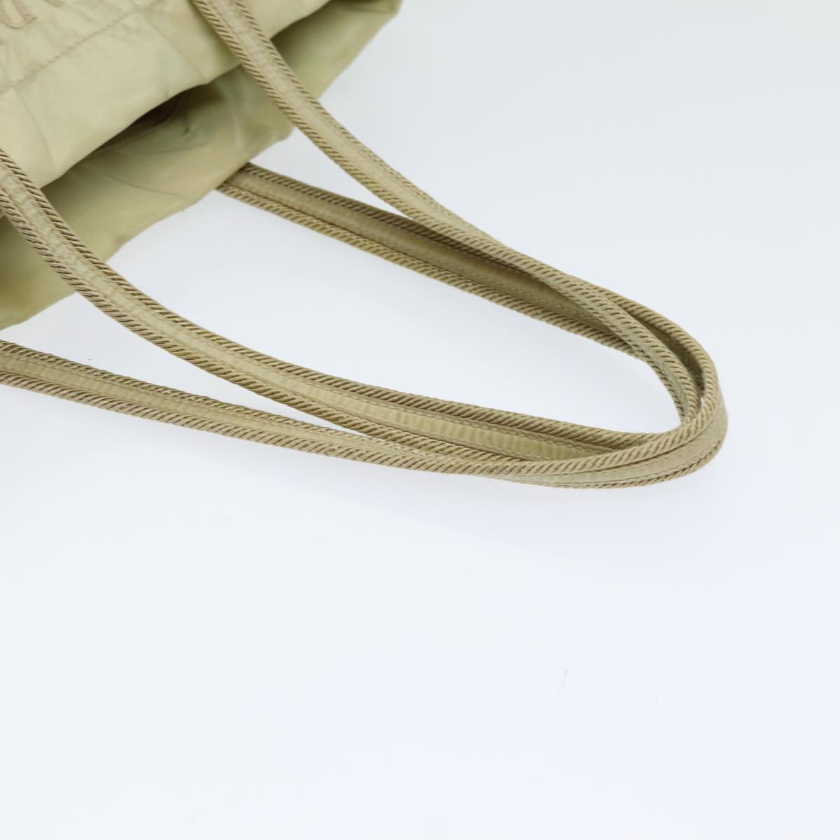 PRADA Hand Bag Nylon Silver Beige Auth 85481