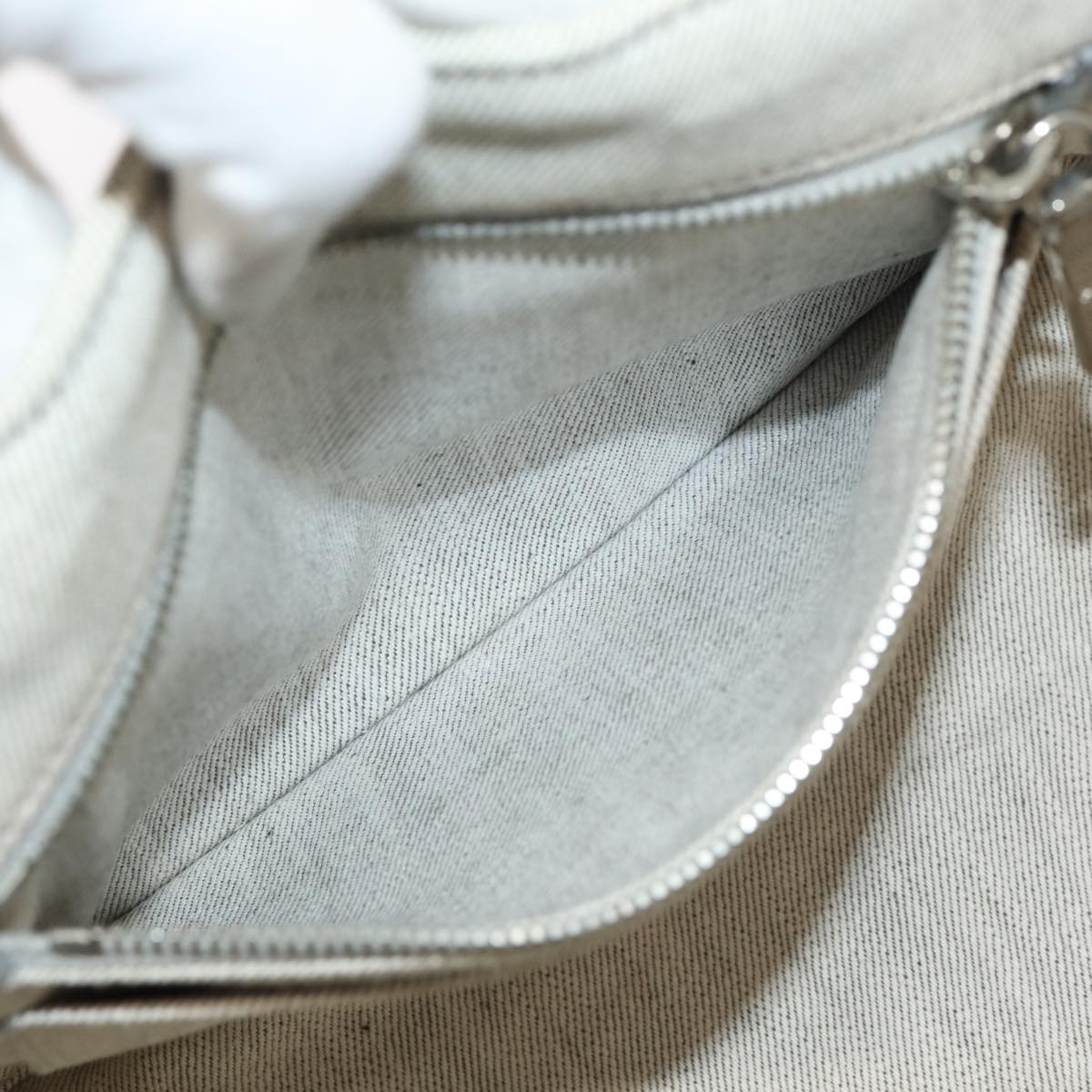 PRADA Bijoux Canapa PM Hand Bag Canvas 2way Gray Silver Auth 85622