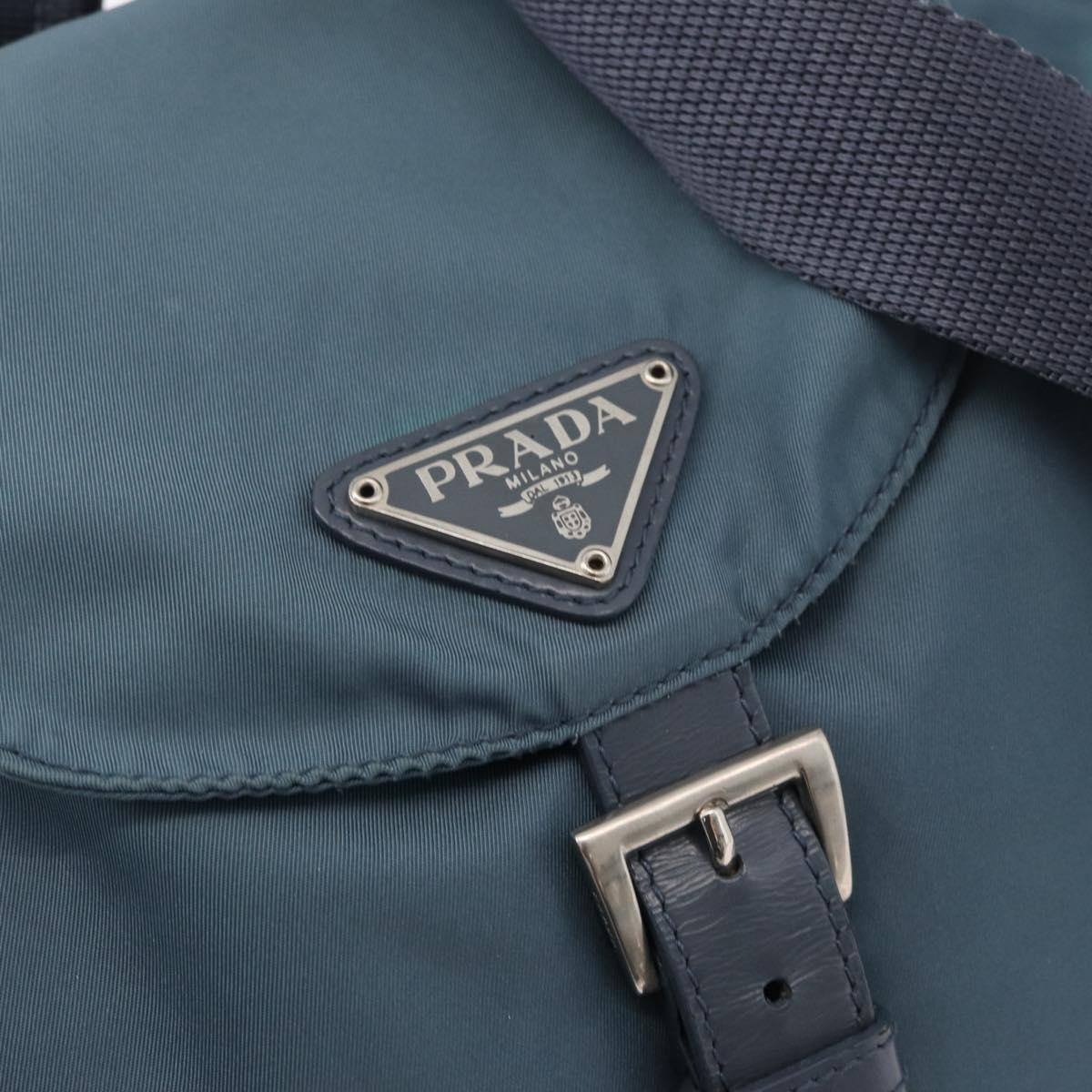 PRADA Backpack Nylon Blue Silver Auth 85634