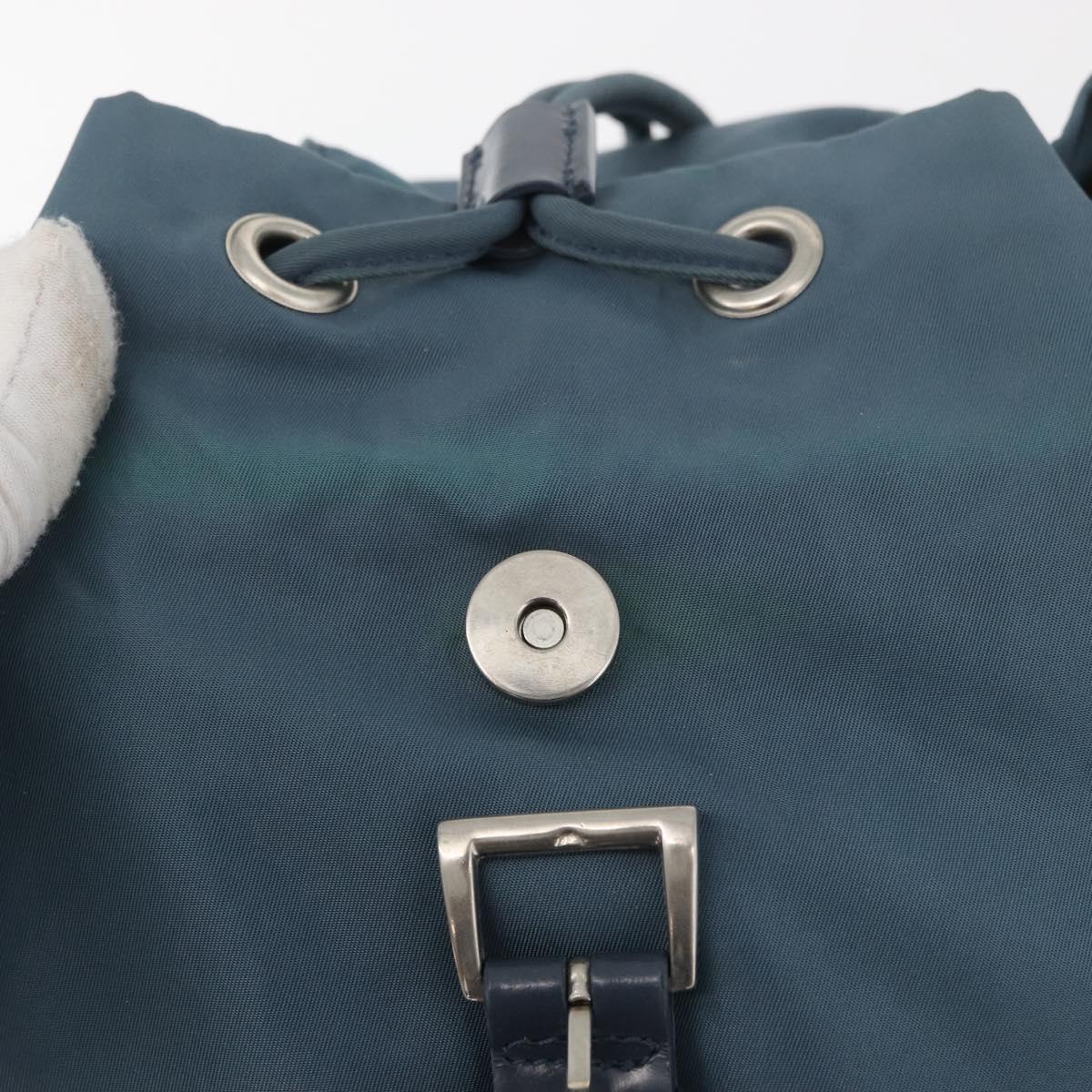 PRADA Backpack Nylon Blue Silver Auth 85634
