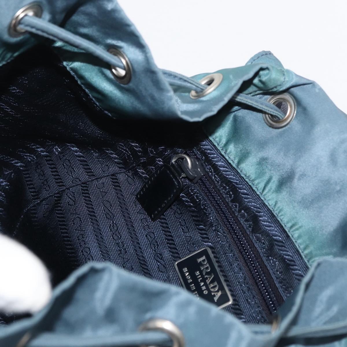 PRADA Backpack Nylon Blue Silver Auth 85634