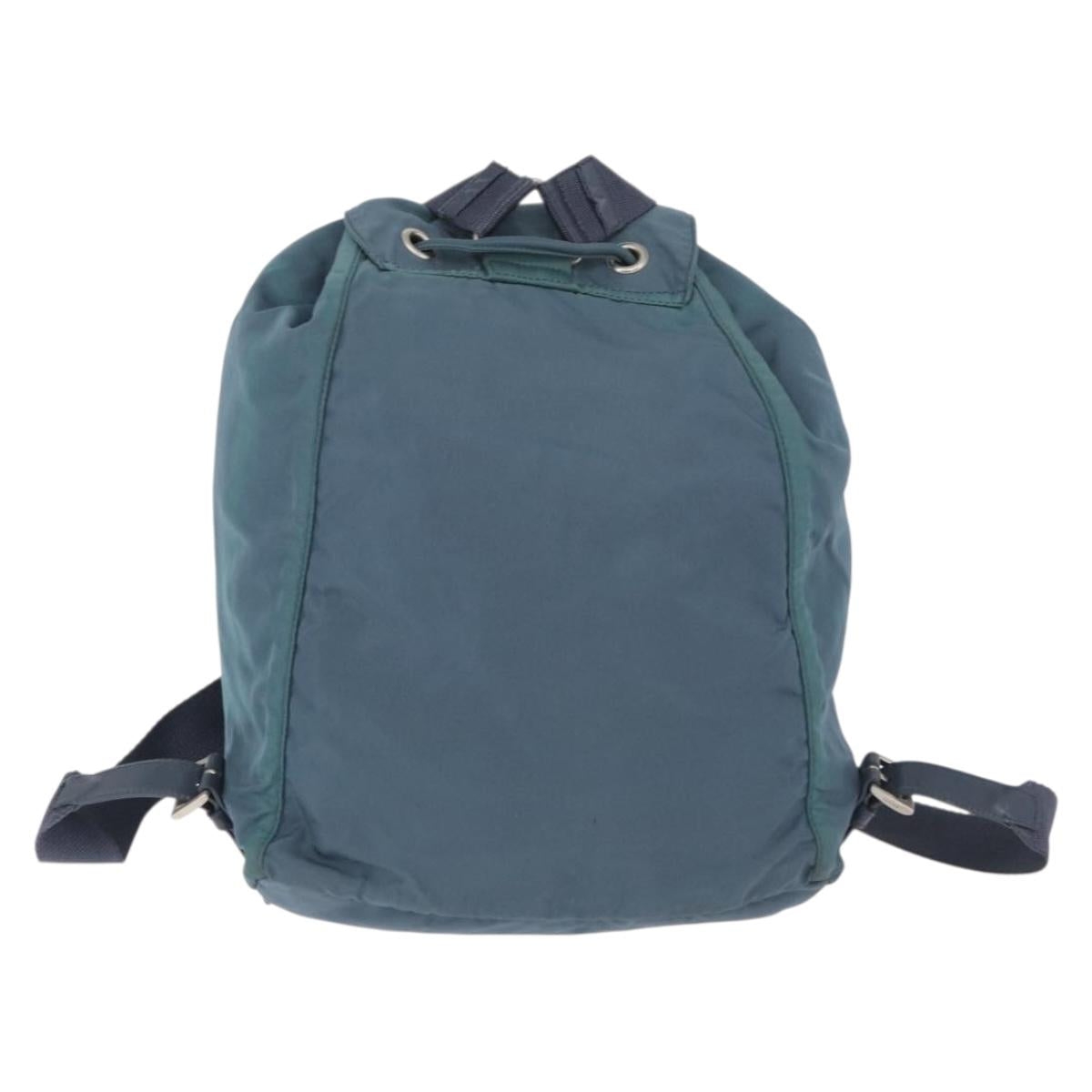 PRADA Backpack Nylon Blue Silver Auth 85634