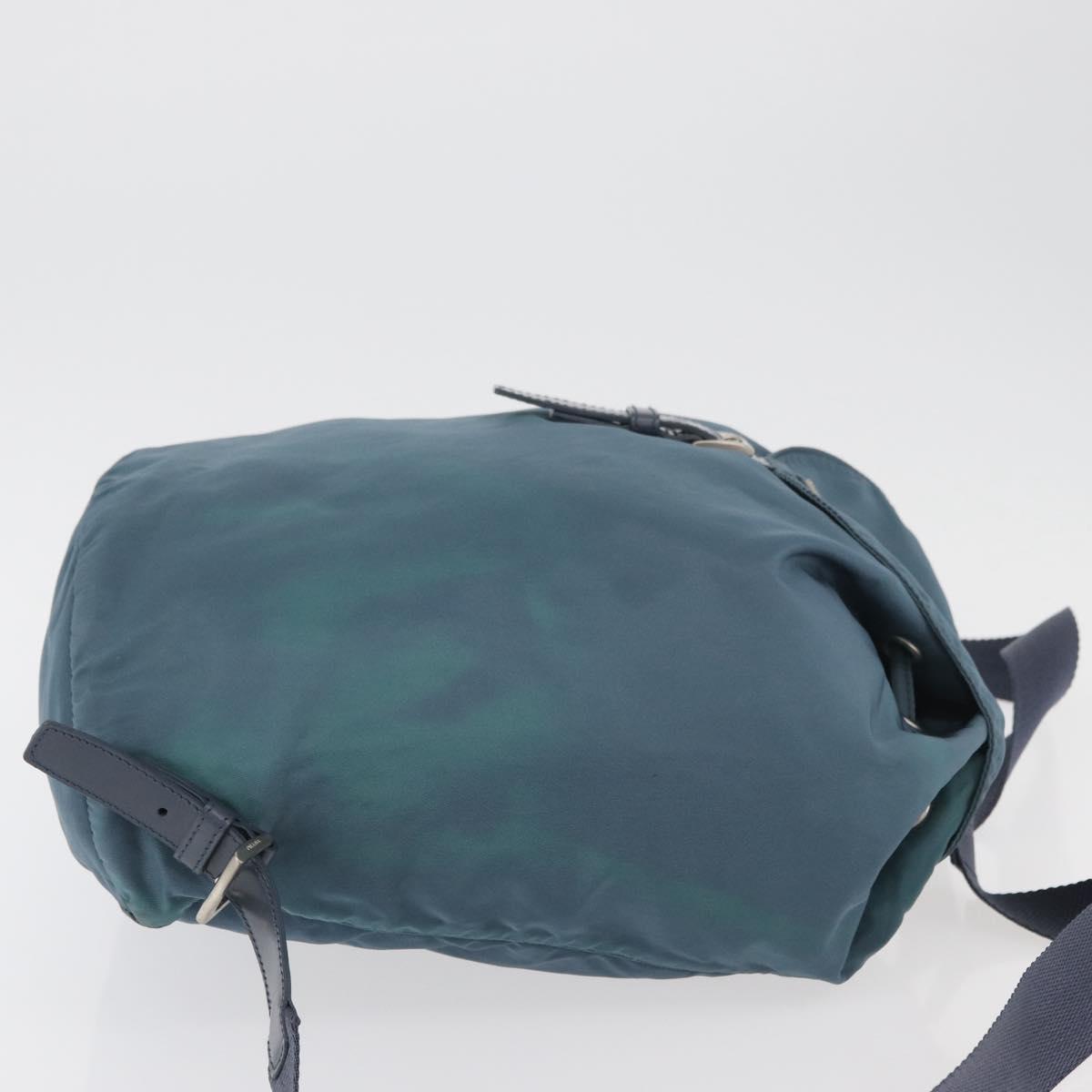 PRADA Backpack Nylon Blue Silver Auth 85634
