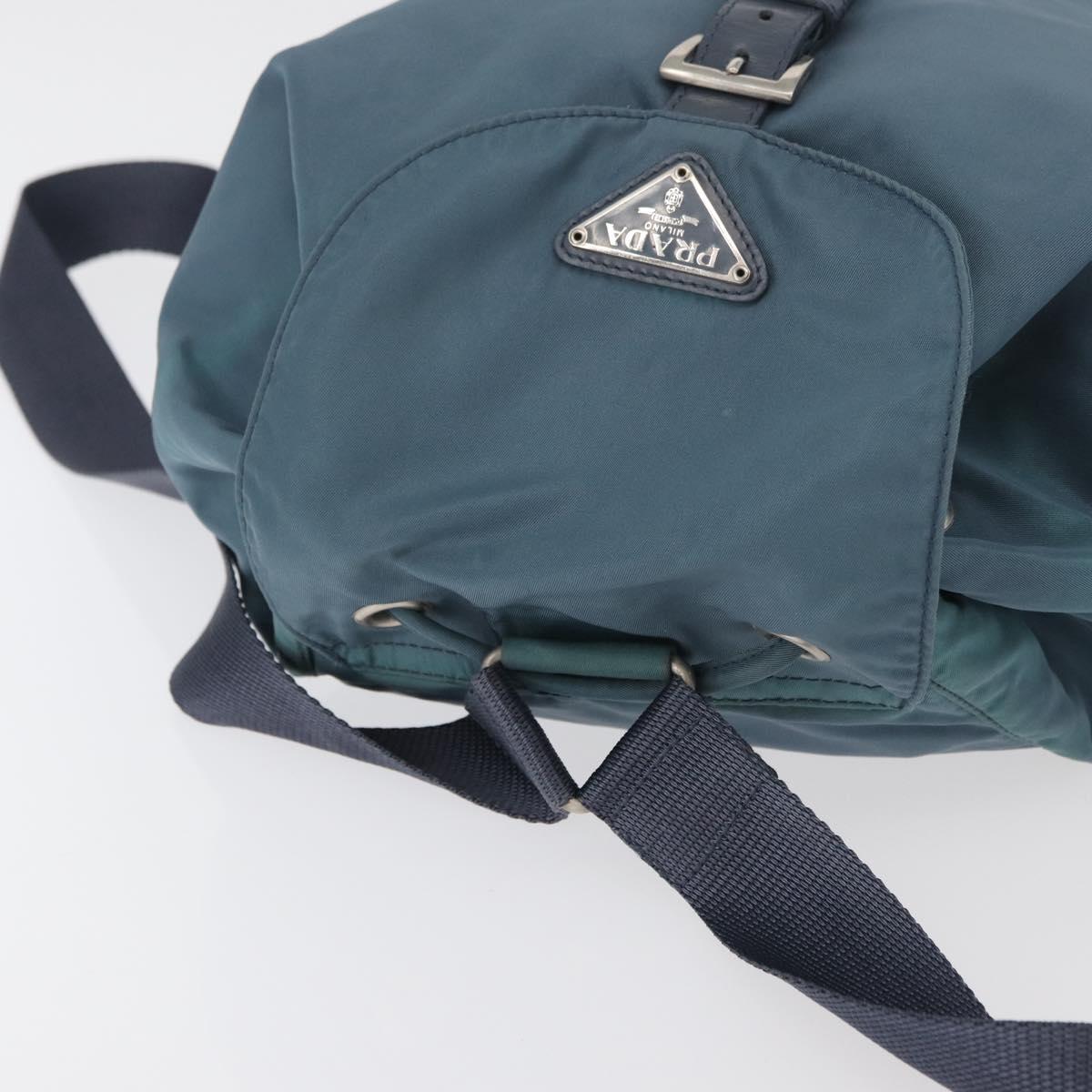PRADA Backpack Nylon Blue Silver Auth 85634