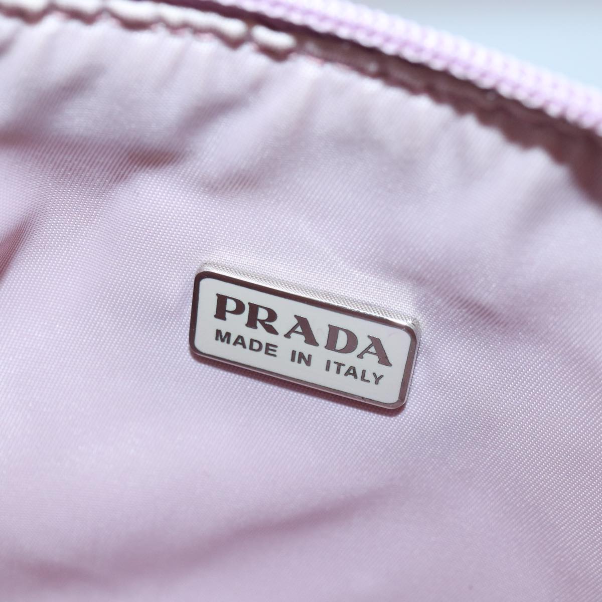 PRADA Hand Bag Nylon Pink Silver Auth 85665