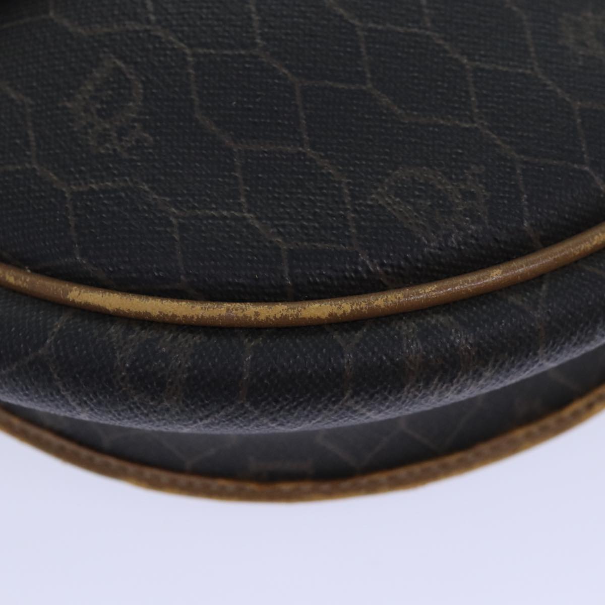 Christian Dior Honeycomb Canvas Shoulder Bag PVC Leather Brown Silver Auth 85690