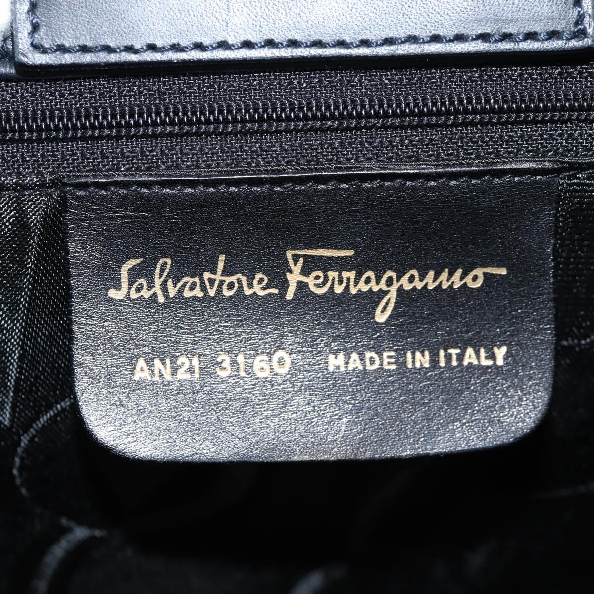 Salvatore Ferragamo Shoulder Bag Leather Gold Black Auth 85707