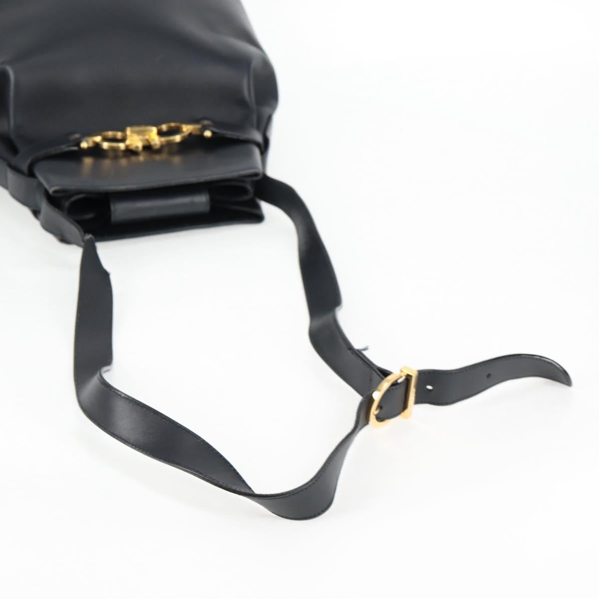 Salvatore Ferragamo Shoulder Bag Leather Gold Black Auth 85707