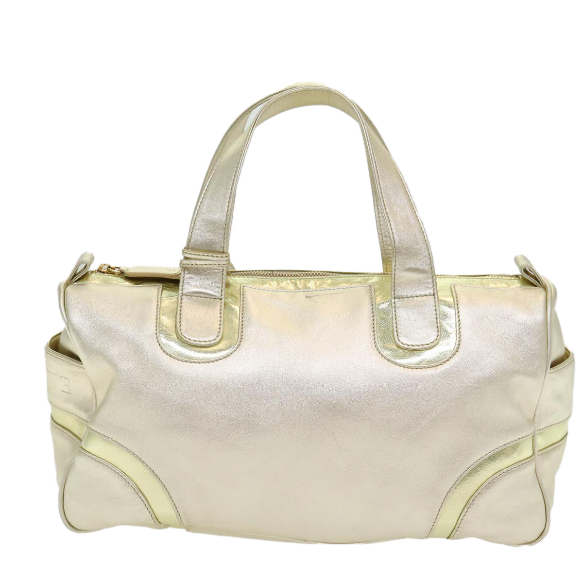 LOEWE Hand Bag Leather Gold Auth 85710