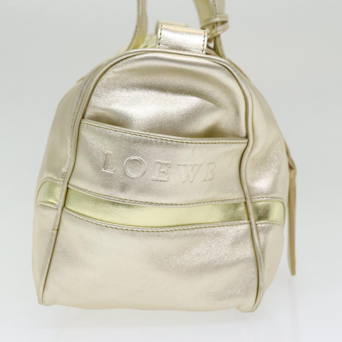 LOEWE Hand Bag Leather Gold Auth 85710