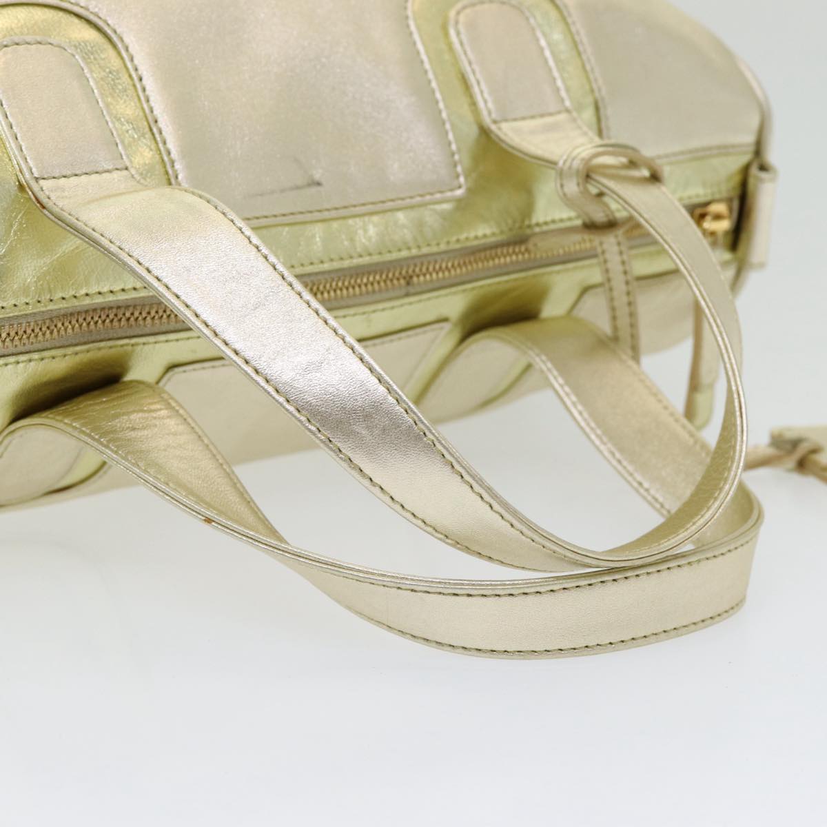 LOEWE Hand Bag Leather Gold Auth 85710