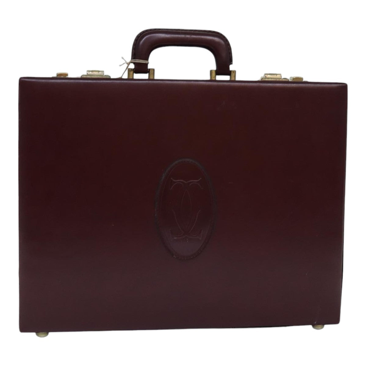 CARTIER Trunk Leather Bordeaux Gold Auth 85729