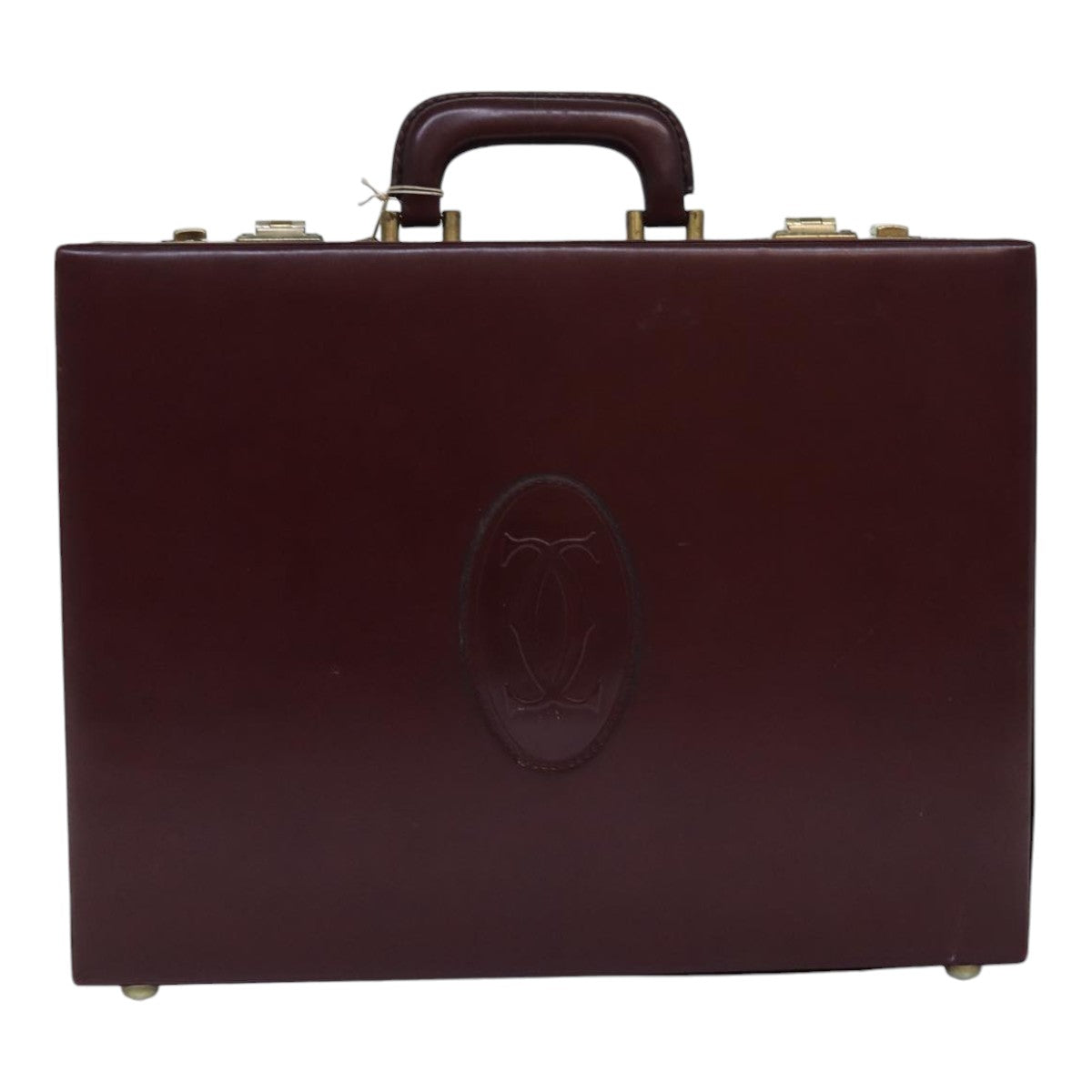 CARTIER Trunk Leather Bordeaux Gold Auth 85729