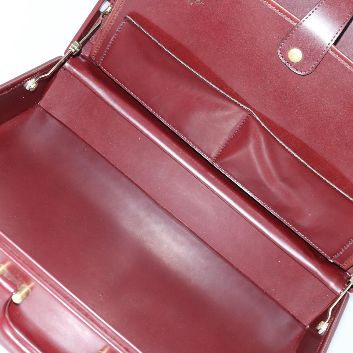 CARTIER Trunk Leather Bordeaux Gold Auth 85729