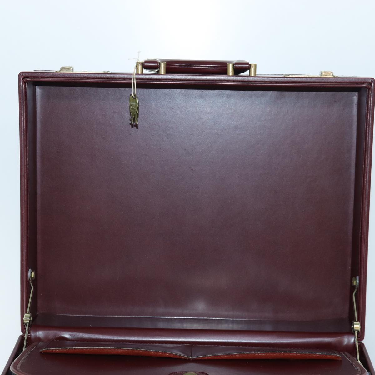 CARTIER Trunk Leather Bordeaux Gold Auth 85729