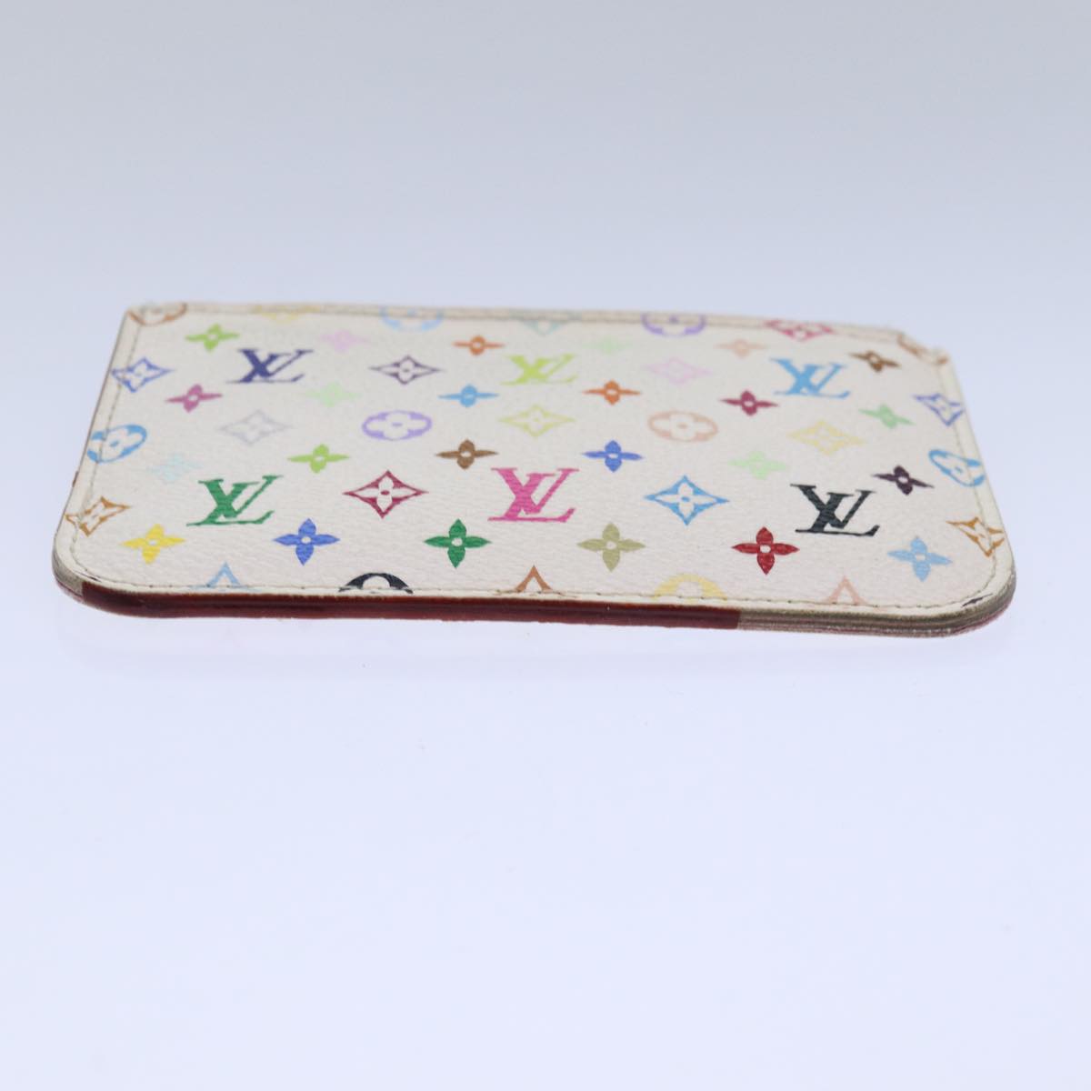 LOUIS VUITTON Multicolor Pochette Cles NM Coin Purse White M93734 LV Auth 85742