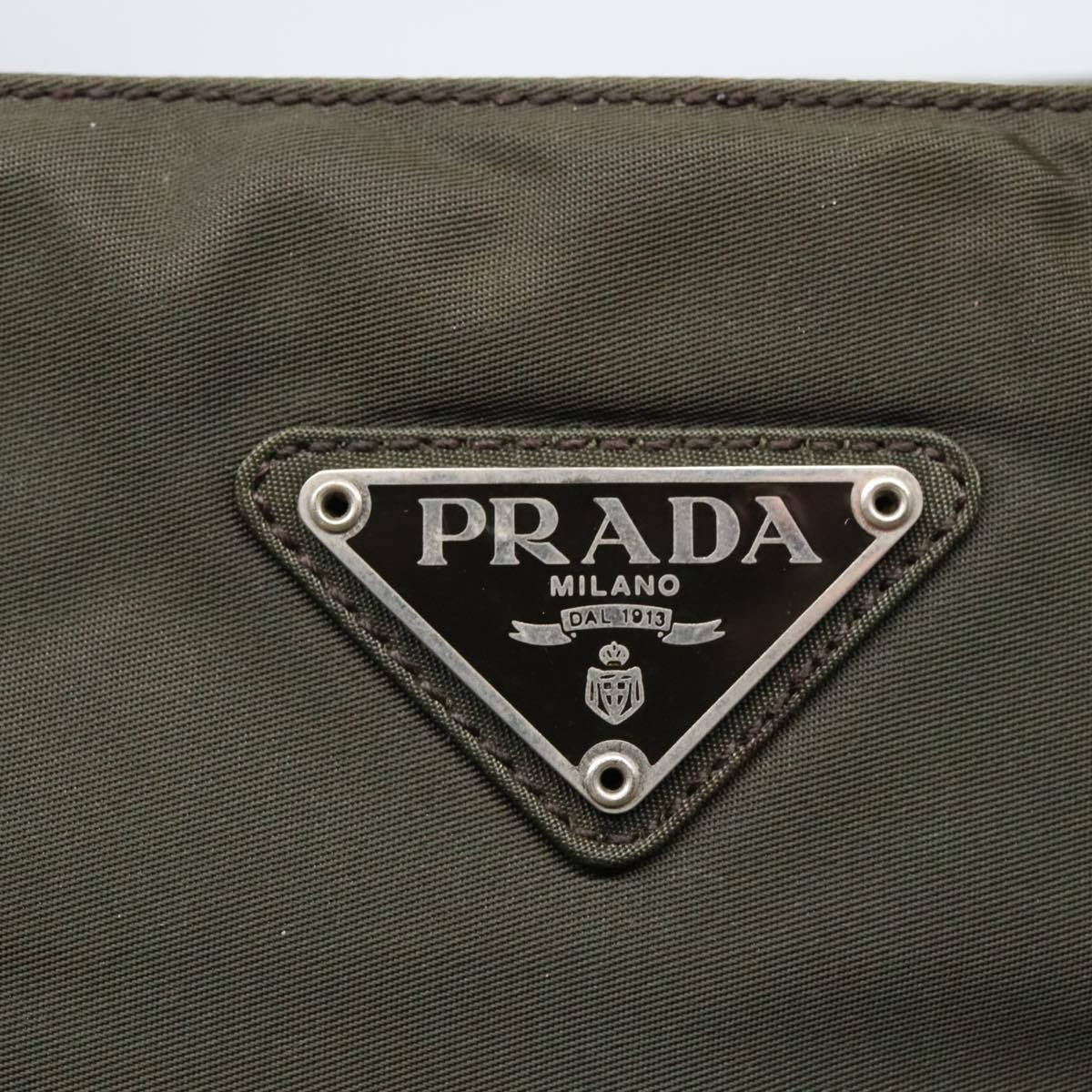 PRADA Hand Bag Nylon Khaki Auth 85762