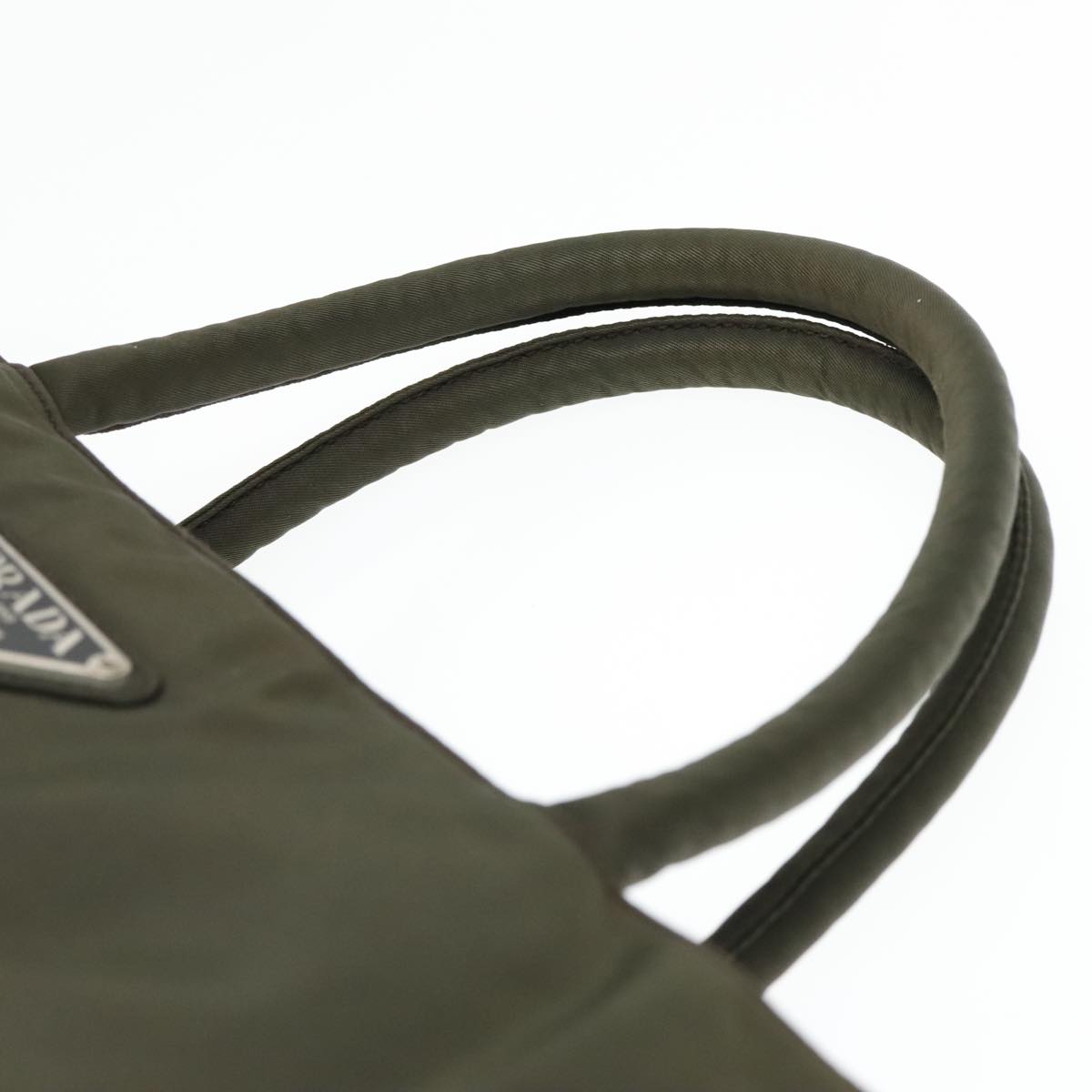 PRADA Hand Bag Nylon Khaki Auth 85762