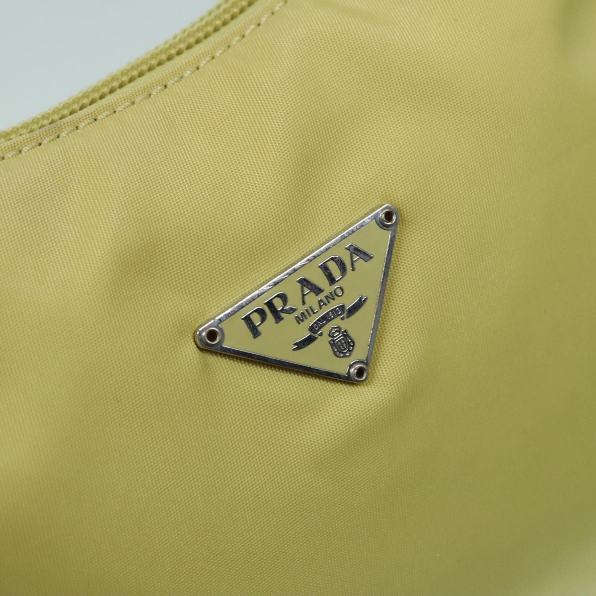 PRADA Hand Bag Nylon Yellow Silver Auth 85763